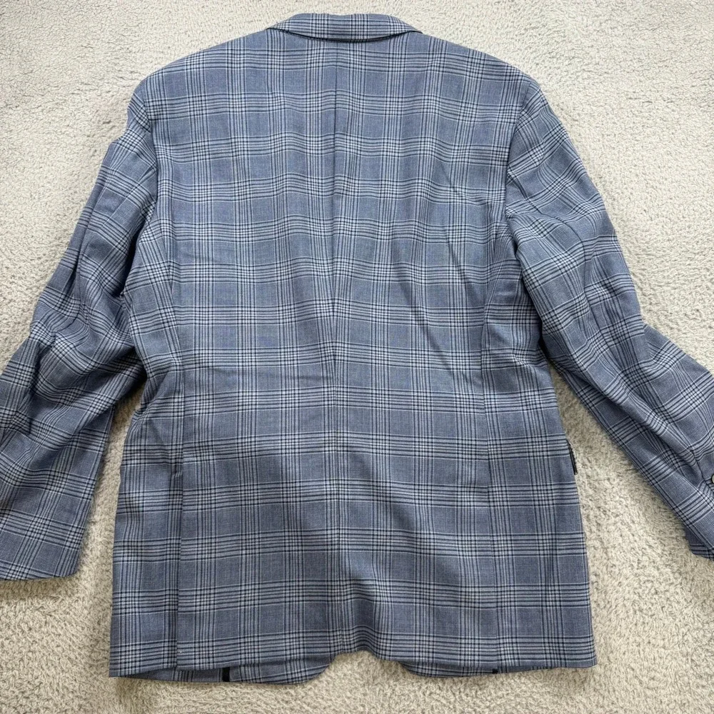 Hugo Boss Men 44R Blue Glen Plaid Super 100 Virgin Wool Sport Coat Blazer Turkey